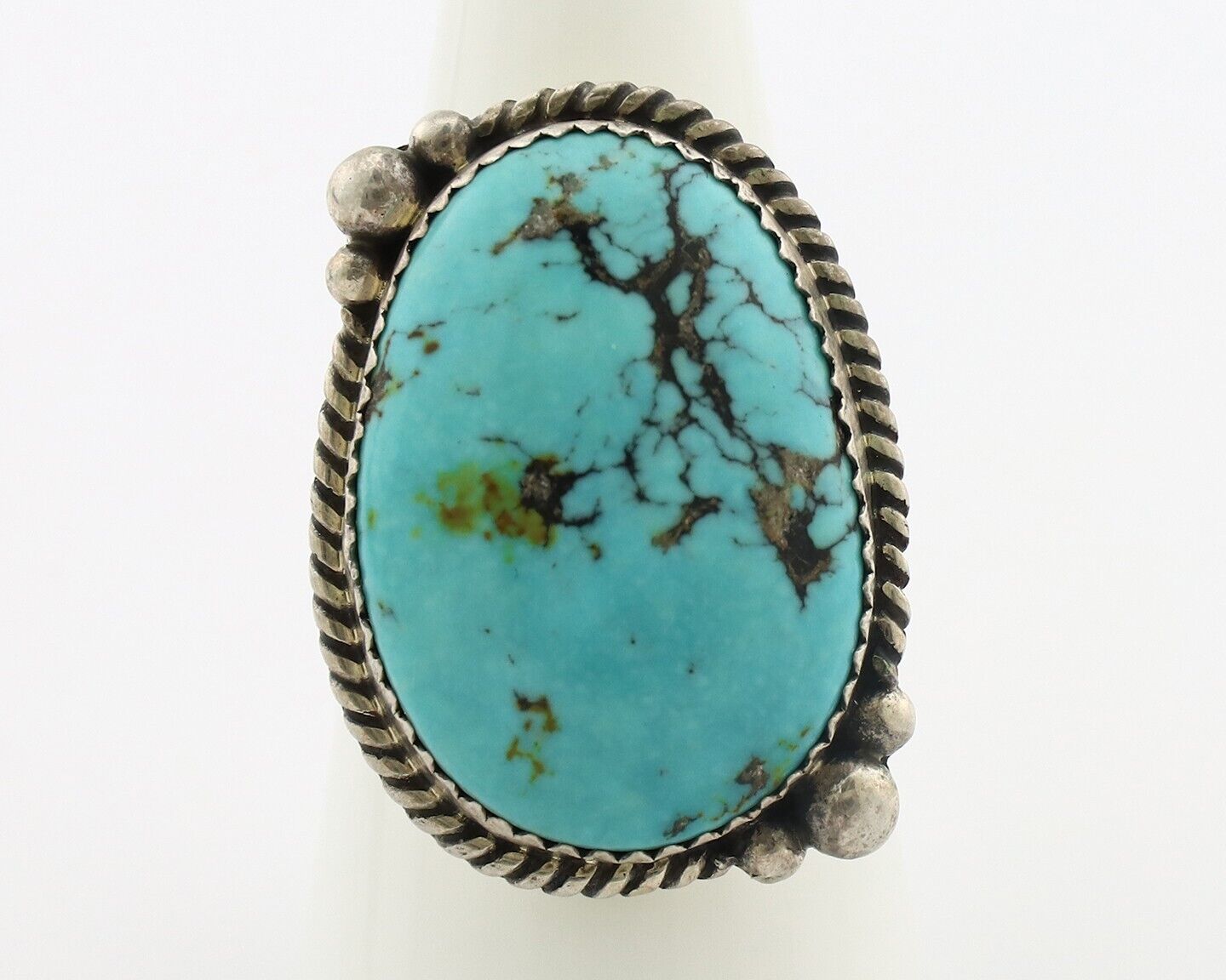 Navajo Ring 925 Silver Blue Turquoise Native American Artist C.80's