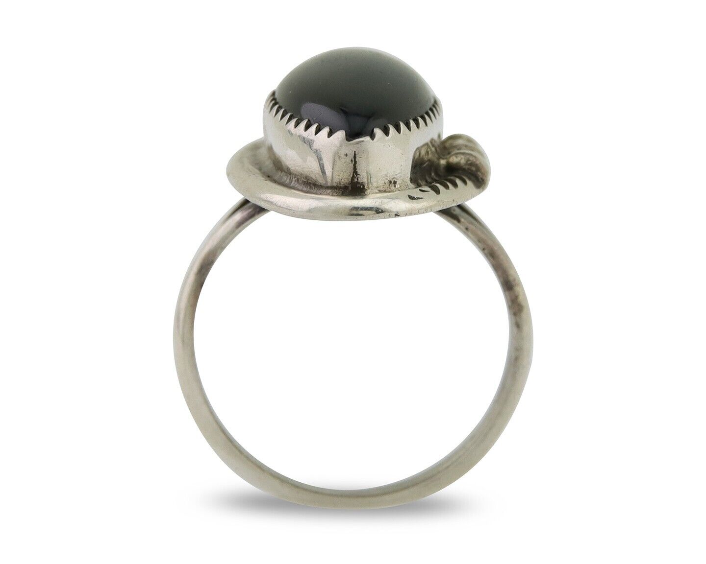 Navajo Handmade Ring 925 Silver Black Onyx Native American Artist C.80's