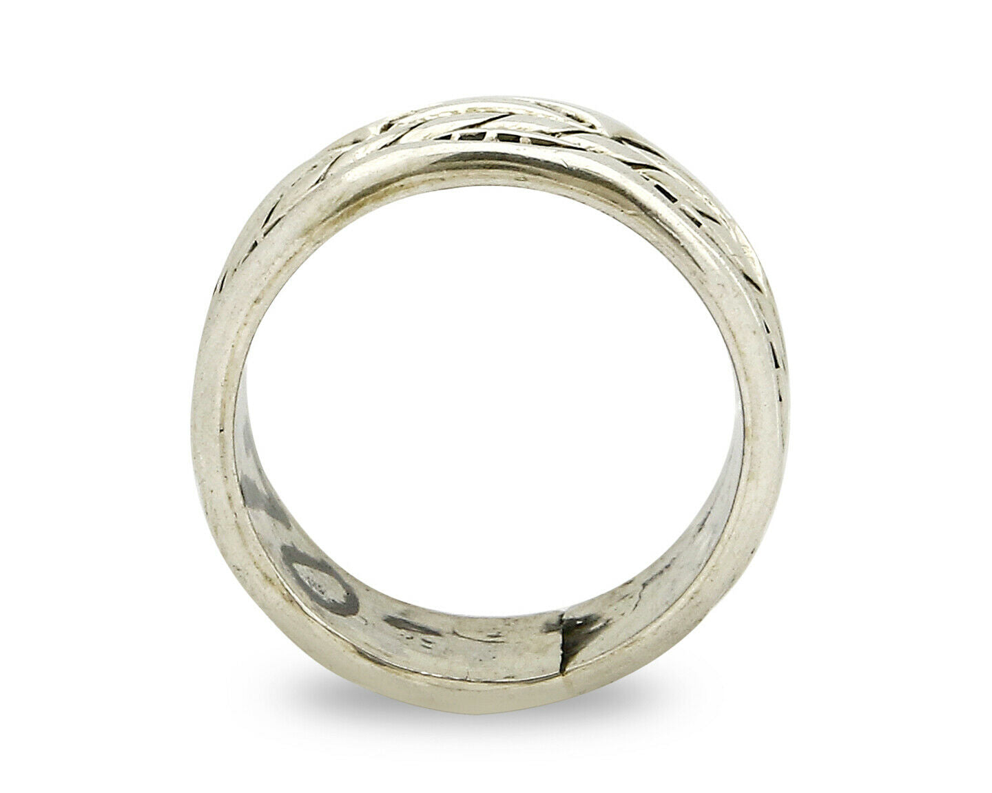 Navajo Ring .925 Silver Handmade Hand Stamped 3 Row Rope Band C.1980's
