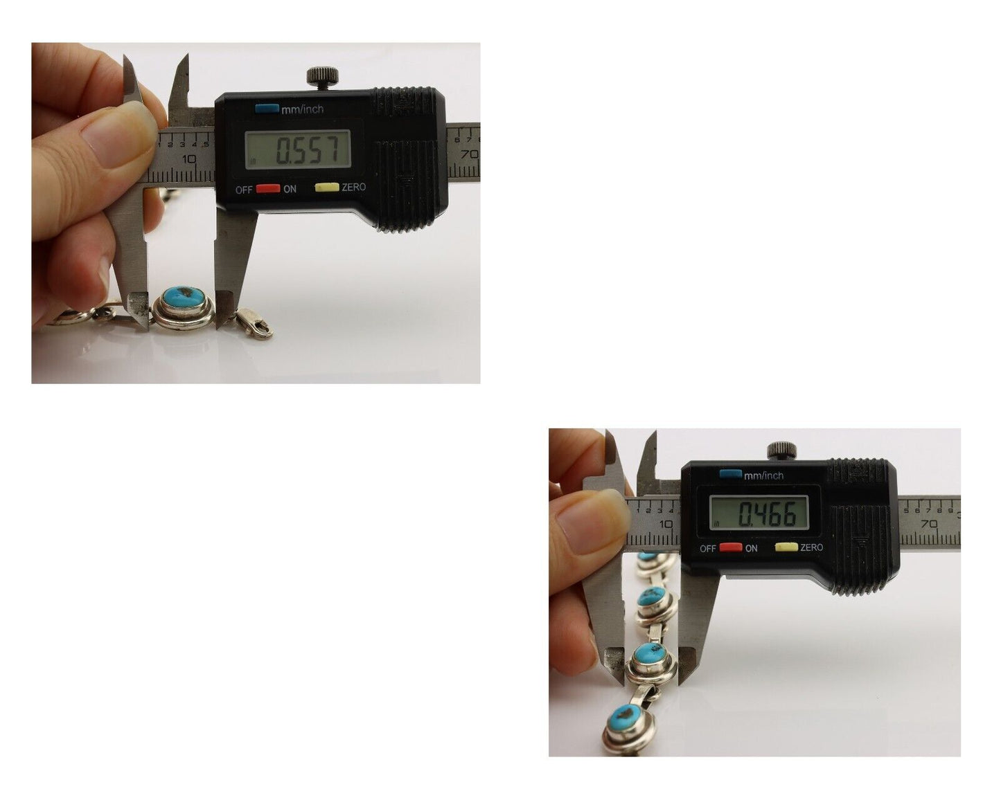 Navajo Link Bracelet 925 Silver Sleeping Beauty Turquoise Native American C80s