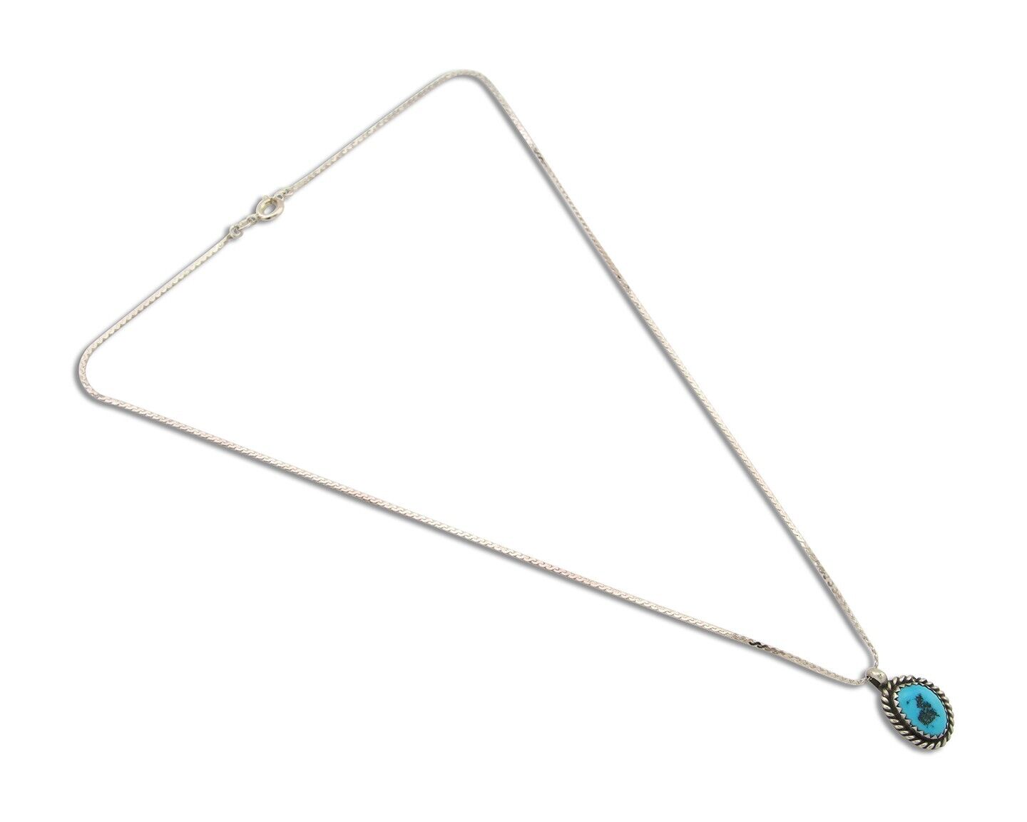 Navajo Necklace 925 Silver Natural Turquoise Artist Native American C.80's