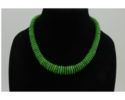 Navajo Necklace 925 Silver Green Apple Mojave Turquoise Native American Artist