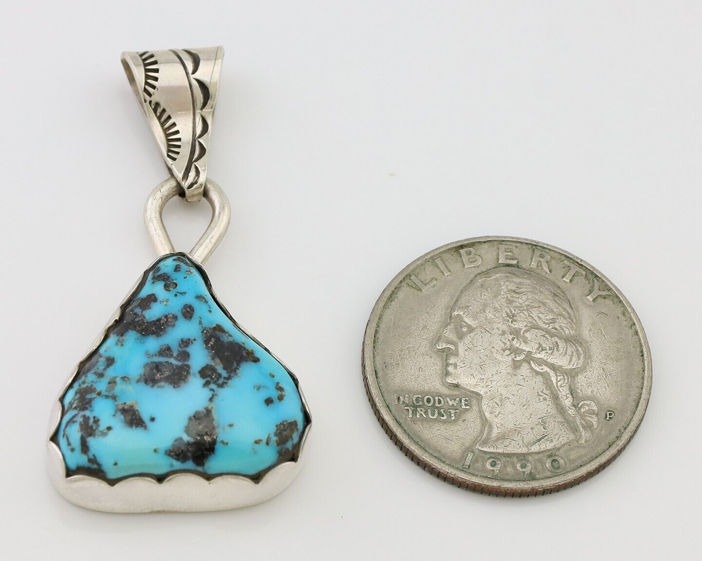 Navajo Necklace Pendant 925 Silver Turquoise Artist Tony Guerro C.80's