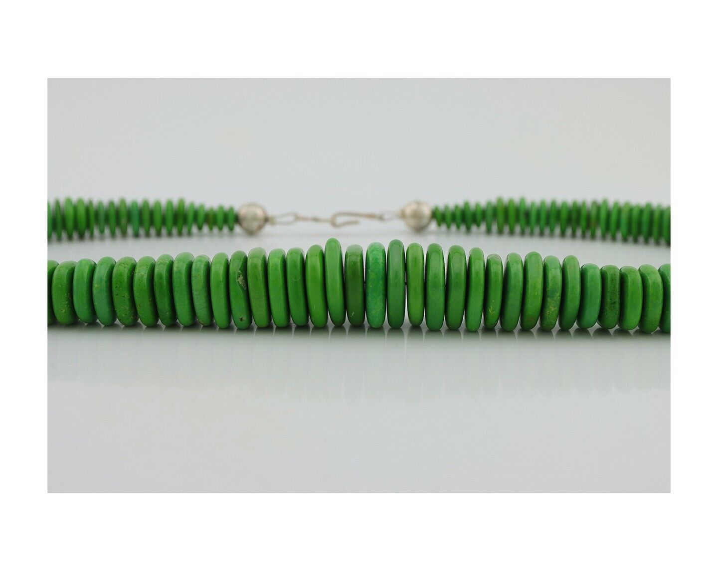 Navajo Necklace 925 Silver Green Apple Mojave Turquoise Native American Artist