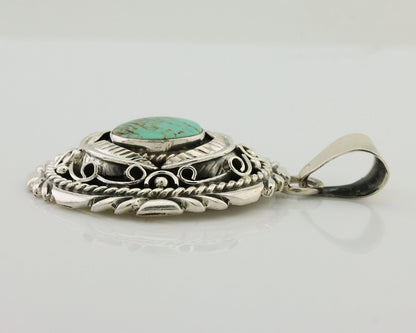 Navajo Pendant 925 Silver Kingman Turquoise Native American Artist C.80s