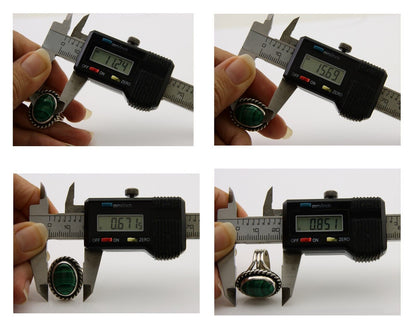 Navajo Ring 925 Silver Natural Malachite Native American Artist C.80's