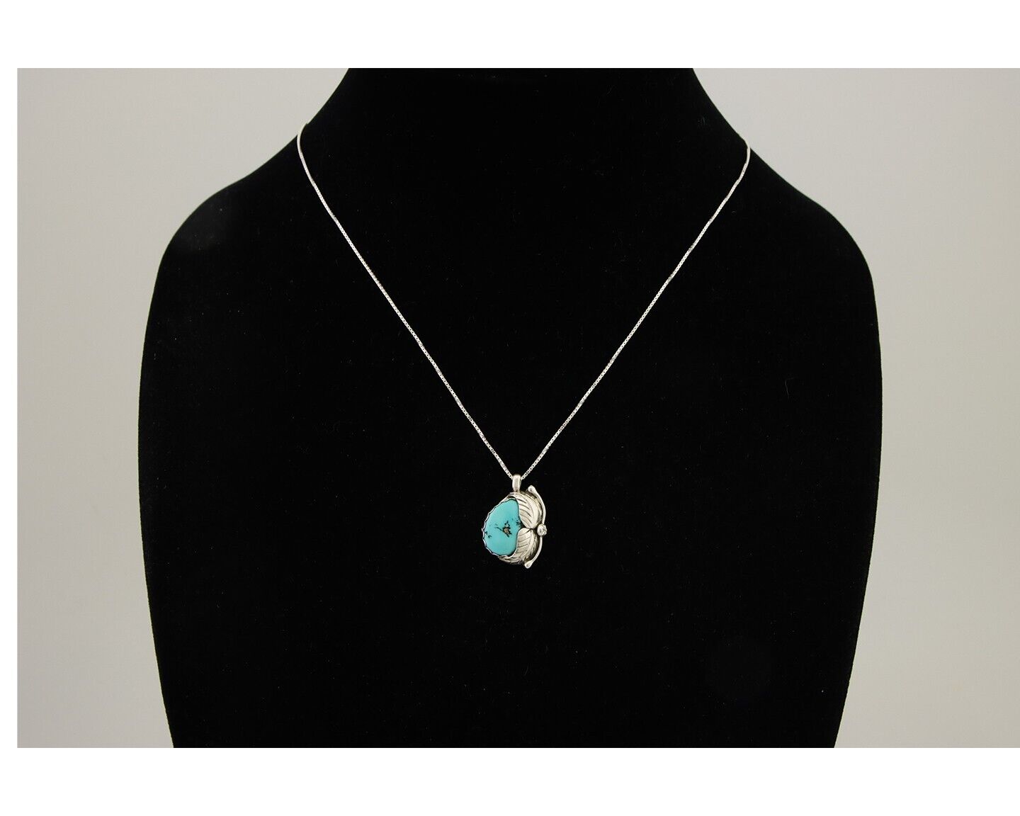 Navajo Necklace 925 Silver Natural Blue Turquoise Artist Signed D Zachary C.80's