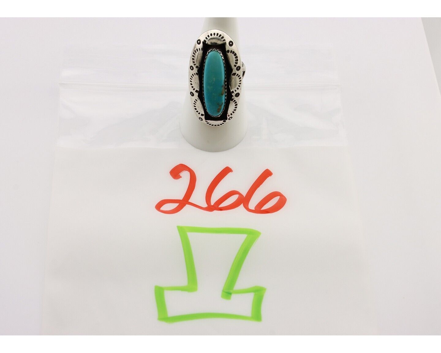 Navajo Ring 925 Silver Natural Kingman Turquoise Native American Artist C.80's