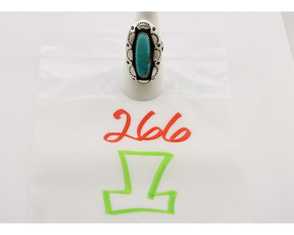 Navajo Ring 925 Silver Natural Kingman Turquoise Native American Artist C.80's