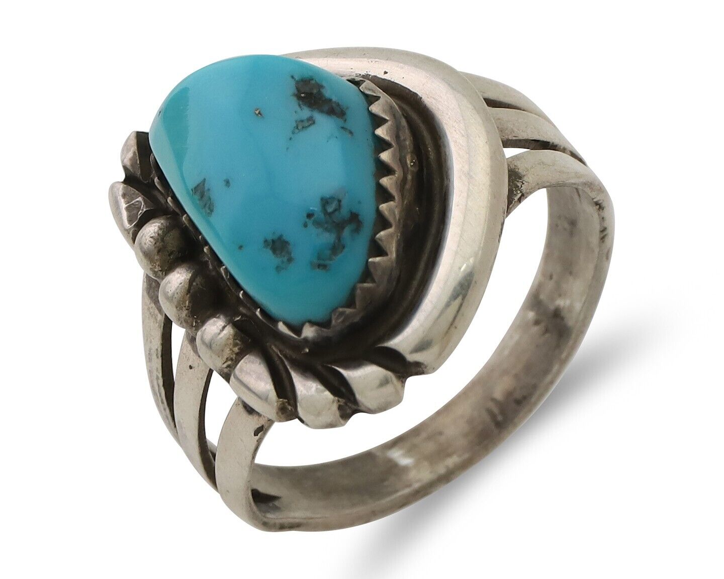 Navajo Ring 925 Silver Sleeping Beauty Turquoise Native American Artist C.80's