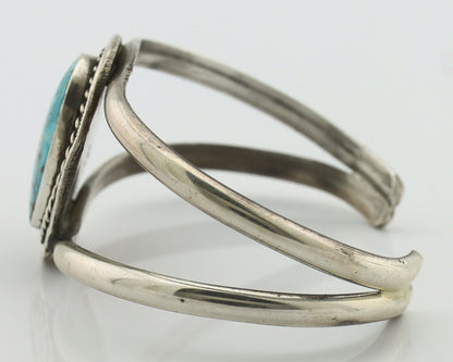 Navajo Bracelet 925 Silver Fox Mine Turquoise Native American Artist C.80's