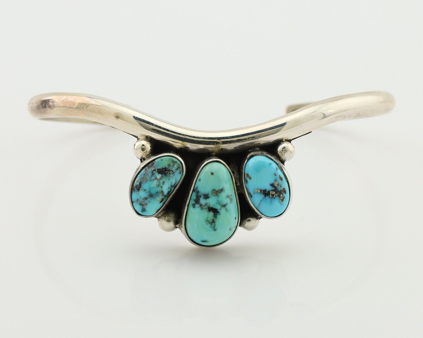 Navajo Bracelet 925 Silver Morenci Turquoise Artist Signed Frank Sandoval C.80's