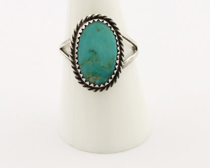Navajo Ring 925 Silver Kingman Turquoise Native American Artist C.80's