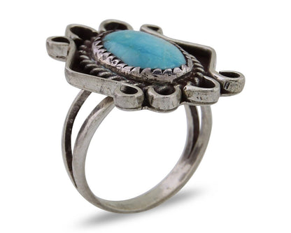 Navajo Handmade Ring 925 Silver Natural Mined Turquoise Artist C.80's