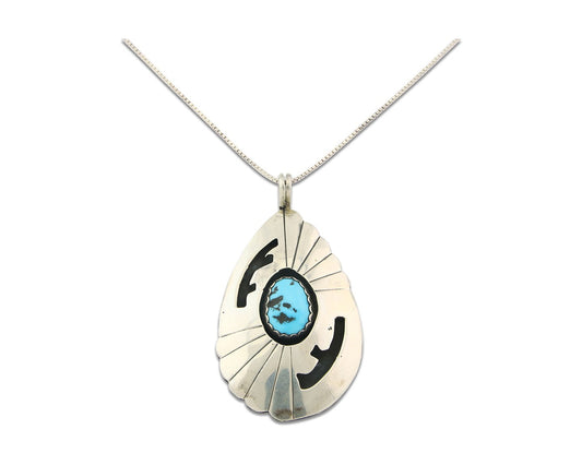 Navajo Sterling Silver Necklace Authentic Turquoise Vintage Handmade
