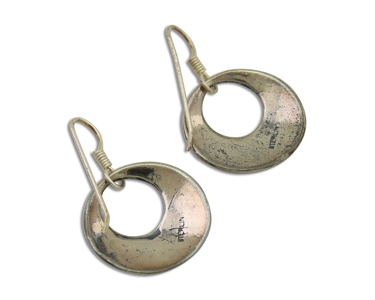 Navajo Earrings 925 Silver Dangle Pictograph Native American Artist C.80's