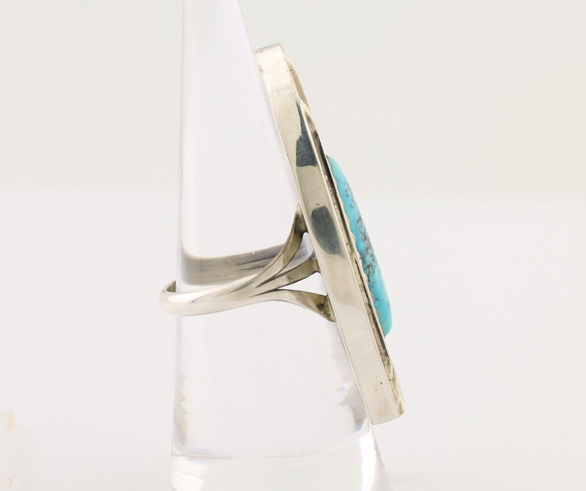 Navajo Ring 925 Silver Natural Blue Turquoise Native American Artist C.80's