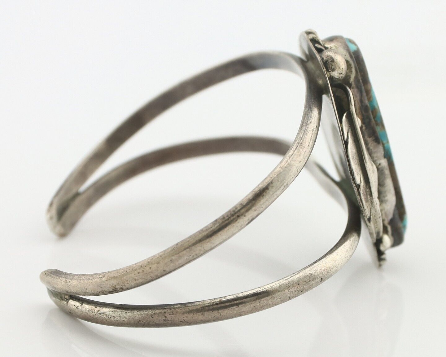 Navajo Bracelet 925 Silver Gober-Burnham Turquoise Native American Artist C.80's