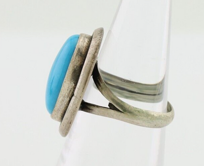 Navajo Handmade Ring 925 Silver Blue Turquoise Native American Artist C.80's