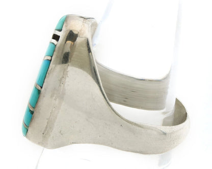 Men Zuni Ring Sterling Silver Turquoise Handmade Vintage Size 11.25