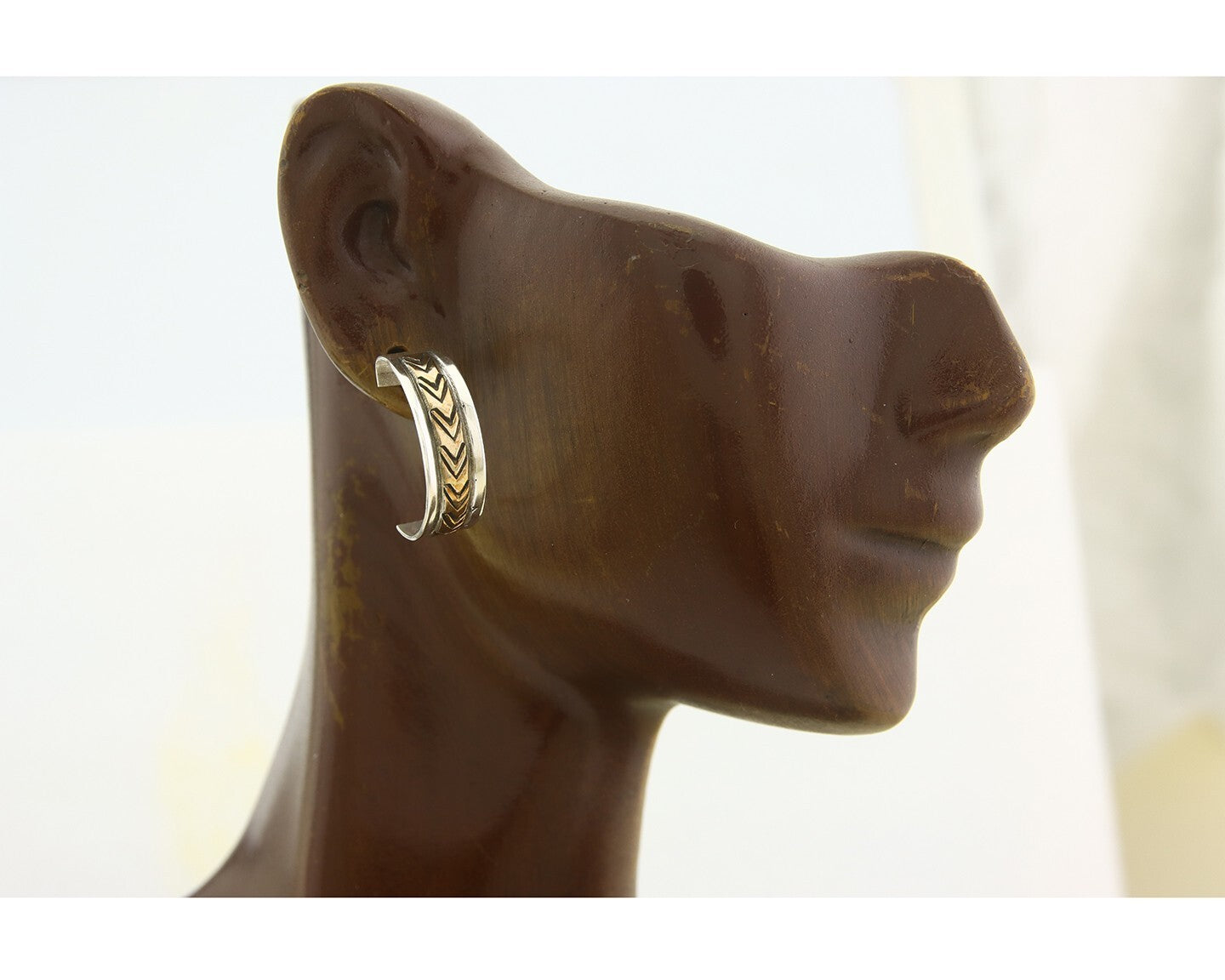 Navajo Hoop Earrings 925 Silver & Gold Artist Signed Randall Endito C.80's