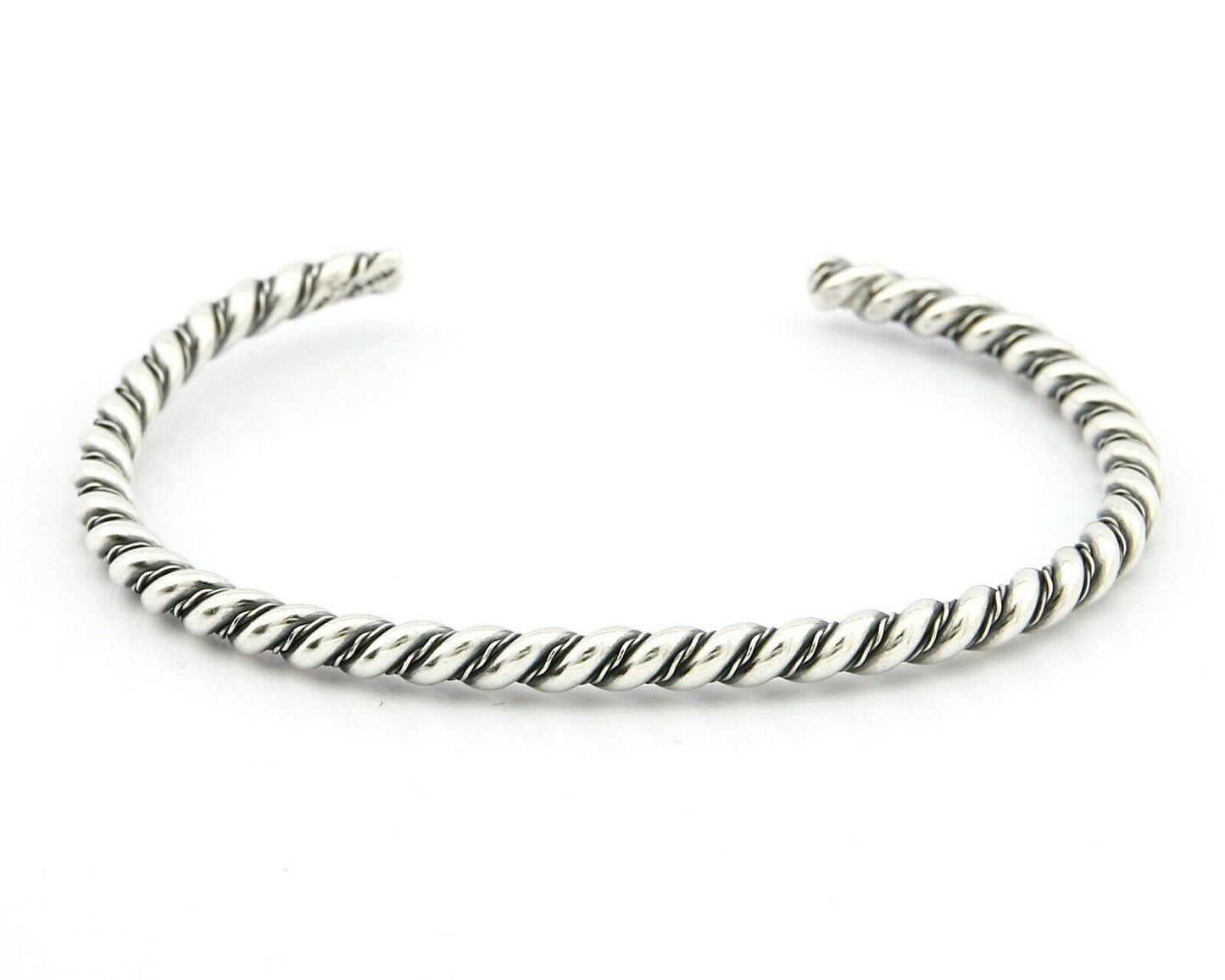 Navajo 3.8 mm Wide 925 Solid Sterling Silver Handmade Hand Stamped Cuff Bracelet