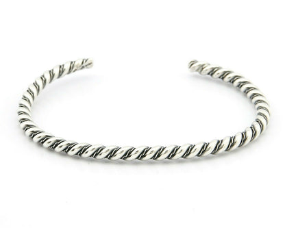 Navajo 3.8 mm Wide 925 Solid Sterling Silver Handmade Hand Stamped Cuff Bracelet