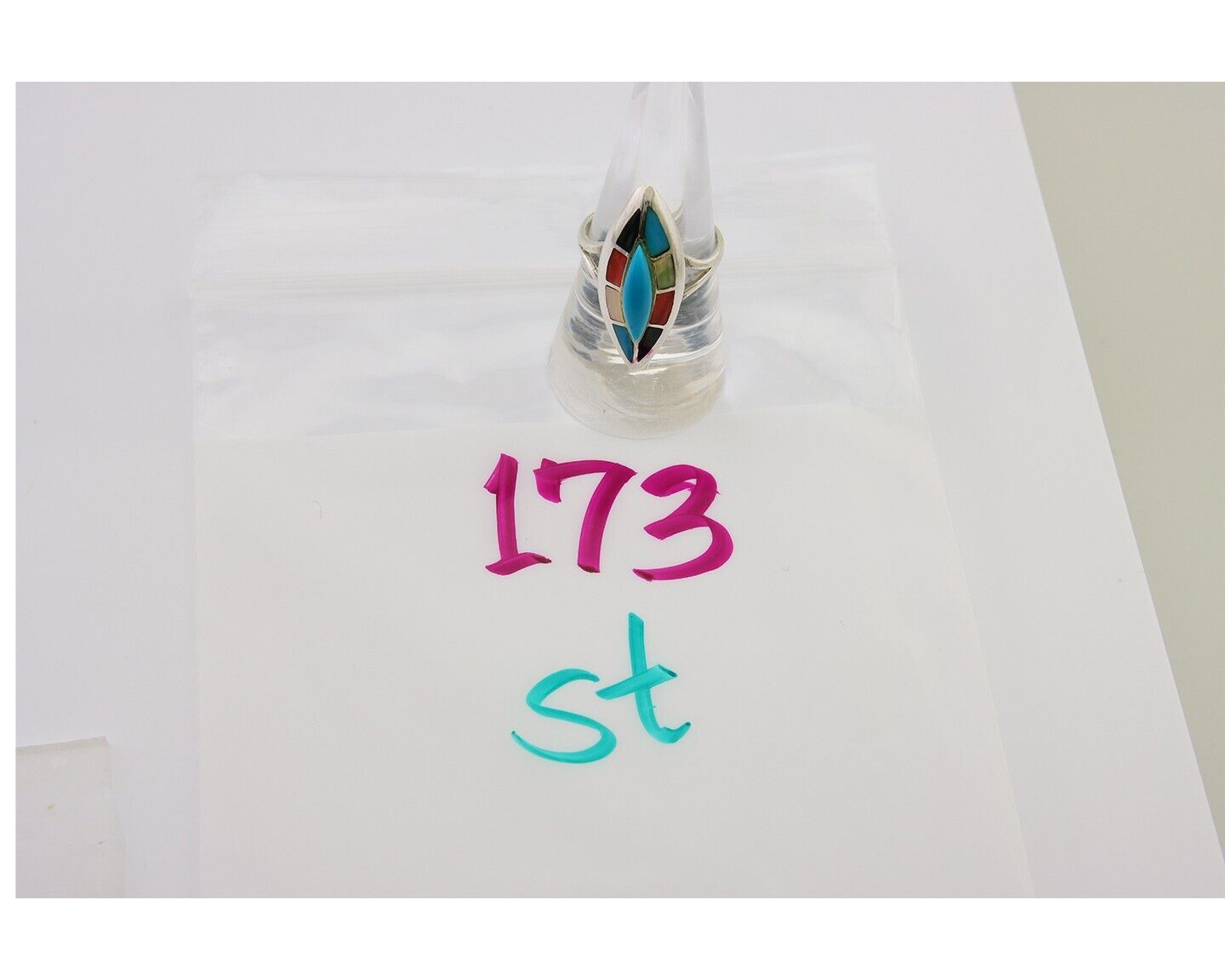 Navajo Ring 925 Silver Turquoise Shell Onyx Spiney Oyster Native Artist C.80's