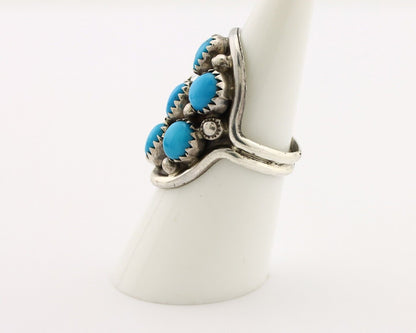 Navajo Ring 925 Silver Natural Blue Turquoise Signed Phillip Zachary Artist C80s