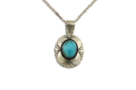 Navajo Necklace 925 Silver Natural Turquoise Artist Signed Kee C.80's