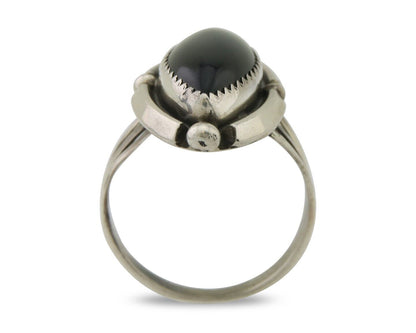 Navajo Handmade Ring 925 Silver Black Onyx Artist Signed SC C.80's
