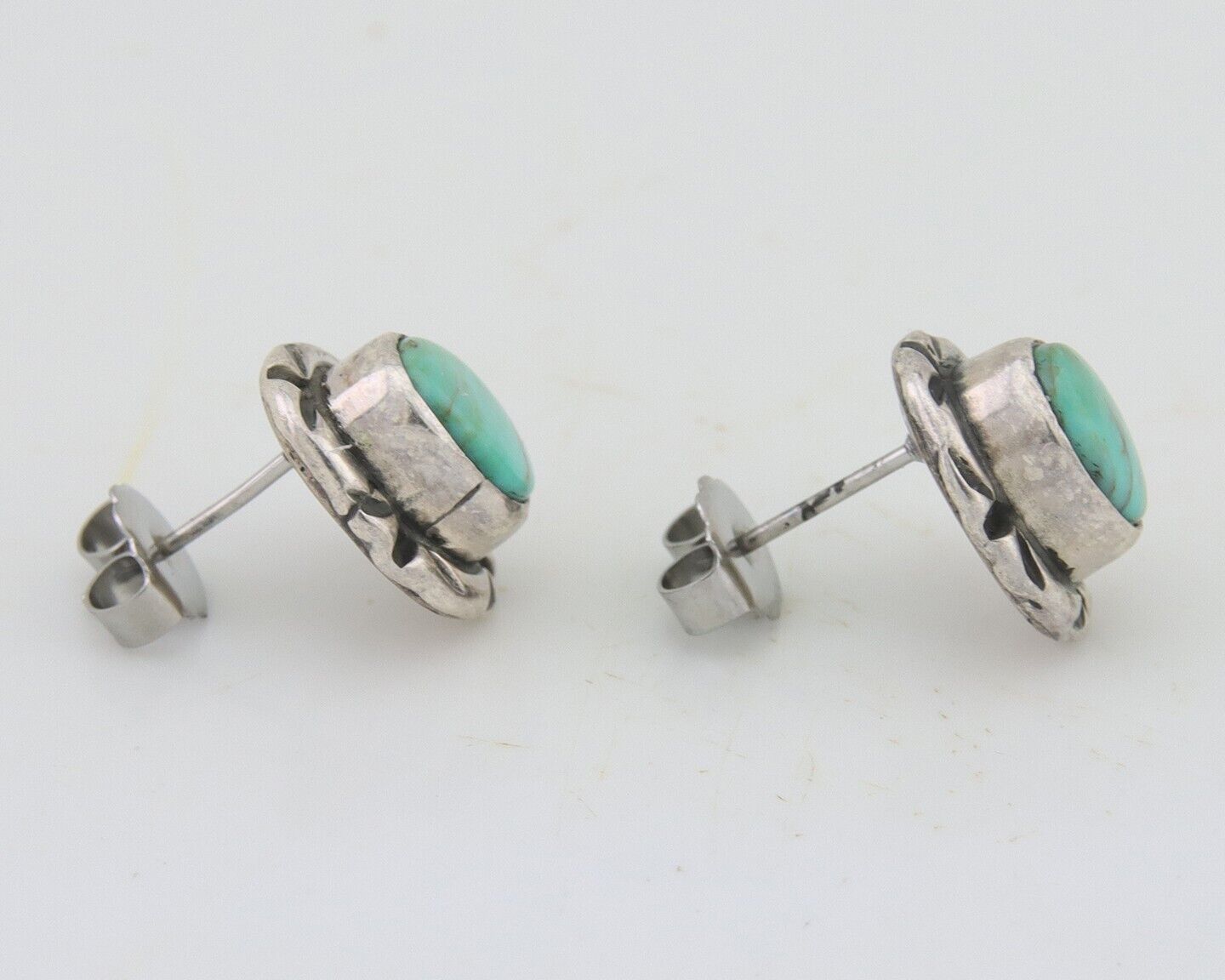 Navajo Earrings 925 Silver Turquoise Native American Artist C.80's