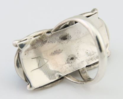 Navajo Ring 925 Silver Natural Blue Turquoise Native American Artist C.80's