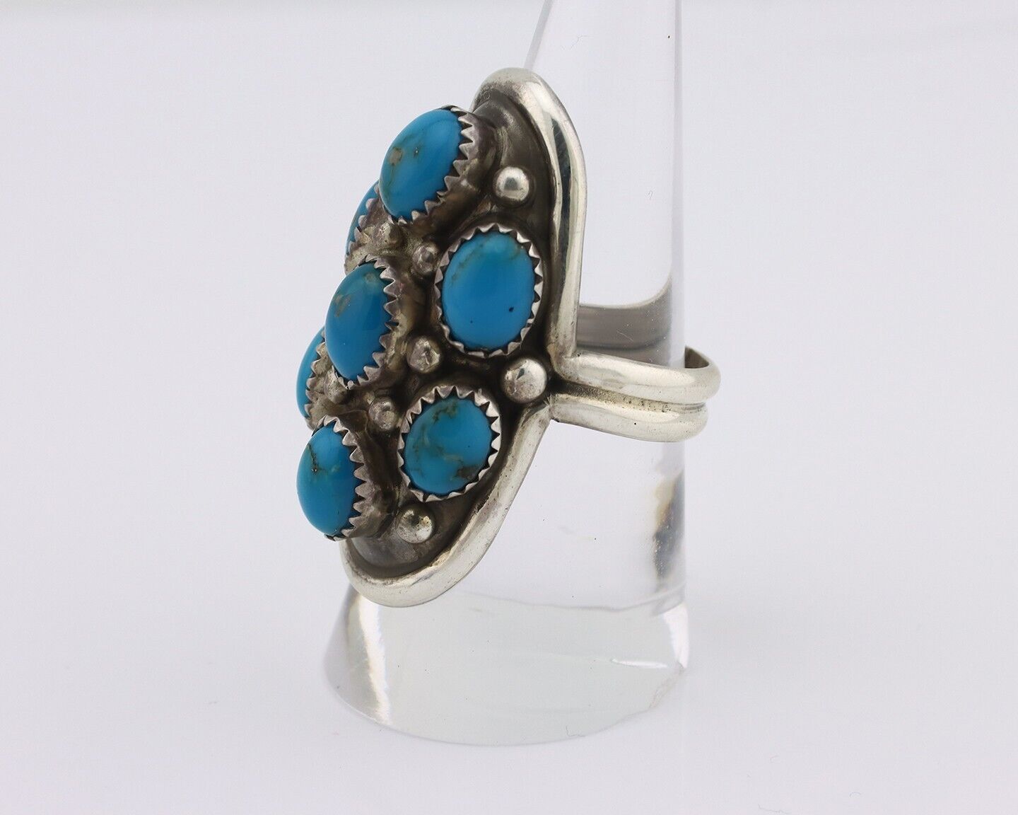 Navajo Ring 925 Silver Arizona Turquoise Artist Signed BM C.80's