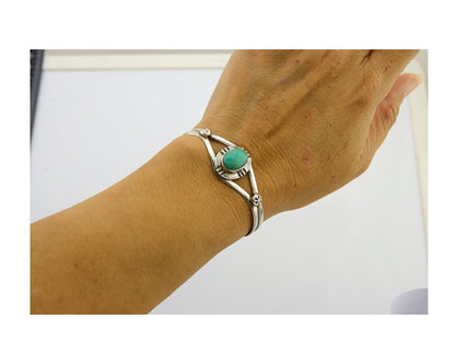 Navajo Cuff Bracelet 925 Silver Turquoise Native American Artist Handmade C.80's