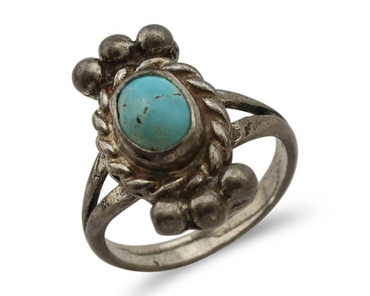 Navajo Ring 925 Silver Natural Blue Turquoise Native American Artist C.1980's