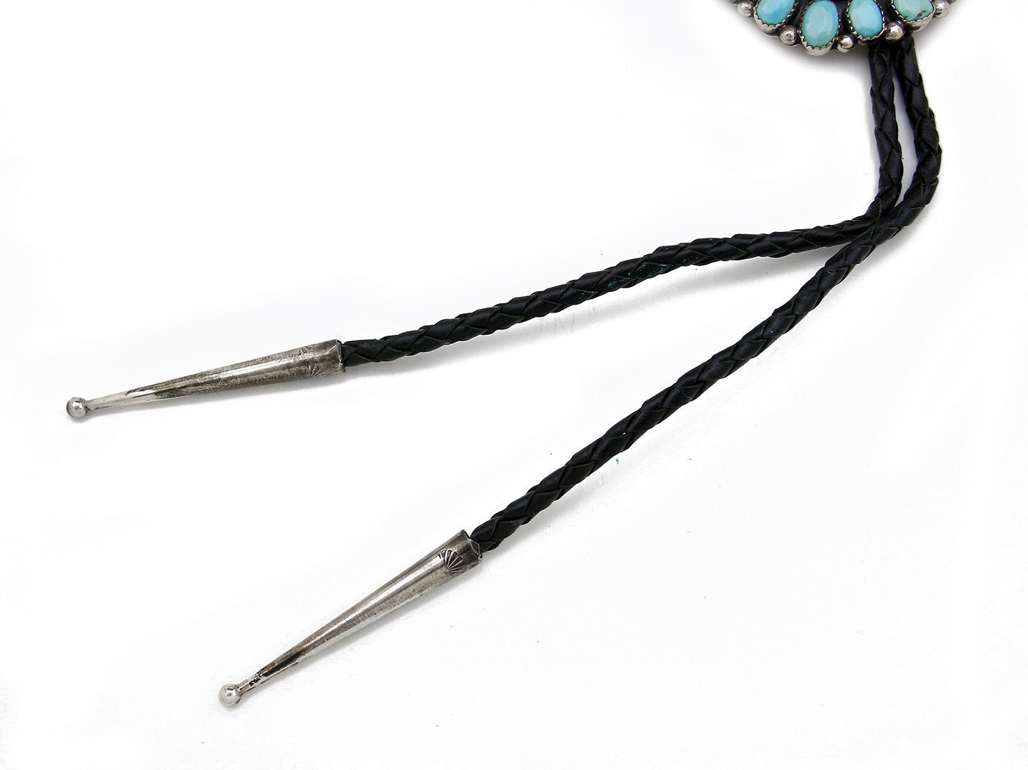 Zuni Handmade Hand Cut Natural Turquoise .925 SOLID Silver Bolo Tie