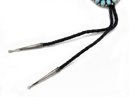 Zuni Handmade Hand Cut Natural Turquoise .925 SOLID Silver Bolo Tie