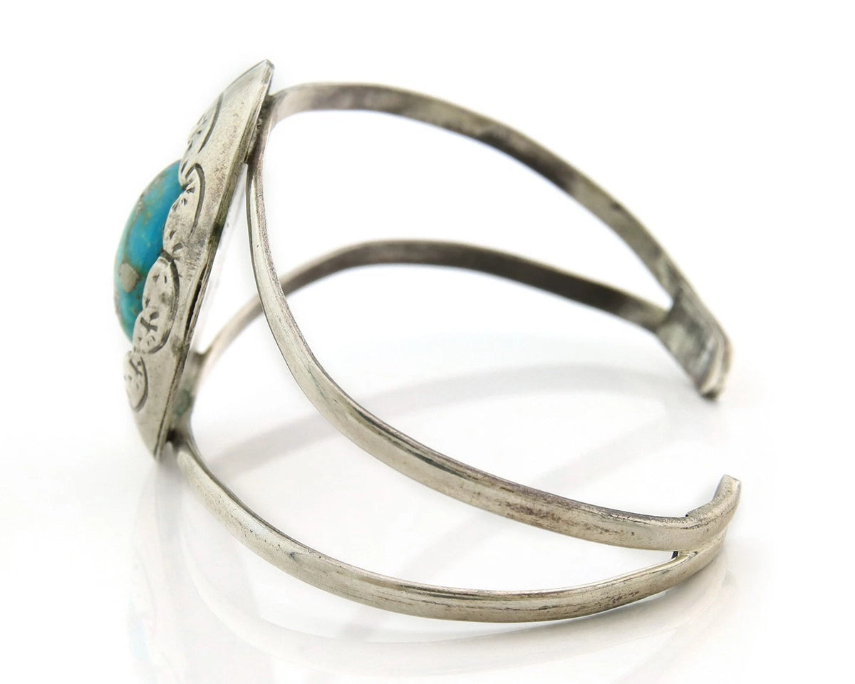 Navajo Cuff Bracelet 925 Sterling Silver Turquoise Vintage Handmade