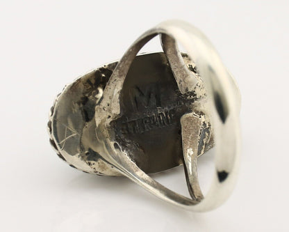 Navajo Ring 925 Silver Natural Kingman Turquoise Artist Signed M Montoya C.80's