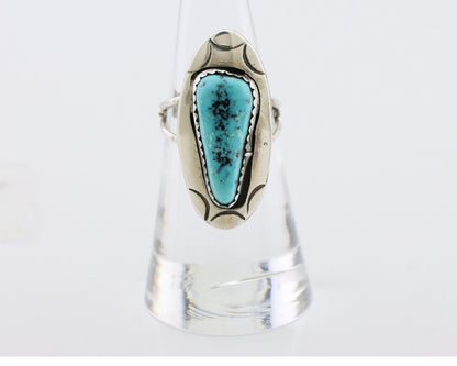 Navajo Ring 925 Silver Blue Gem Turquoise Artist Size 6.0 C.80's