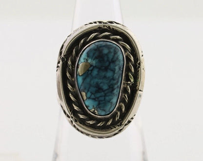 Navajo Handmade Ring 925 Silver Spiderweb Turquoise Native American Artist C.80s