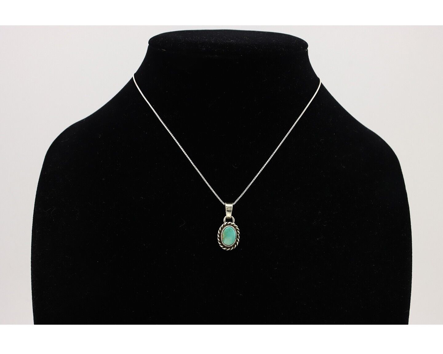 Navajo Necklace 925 Silver Natural Kingman Turquoise Native Artist C.2008