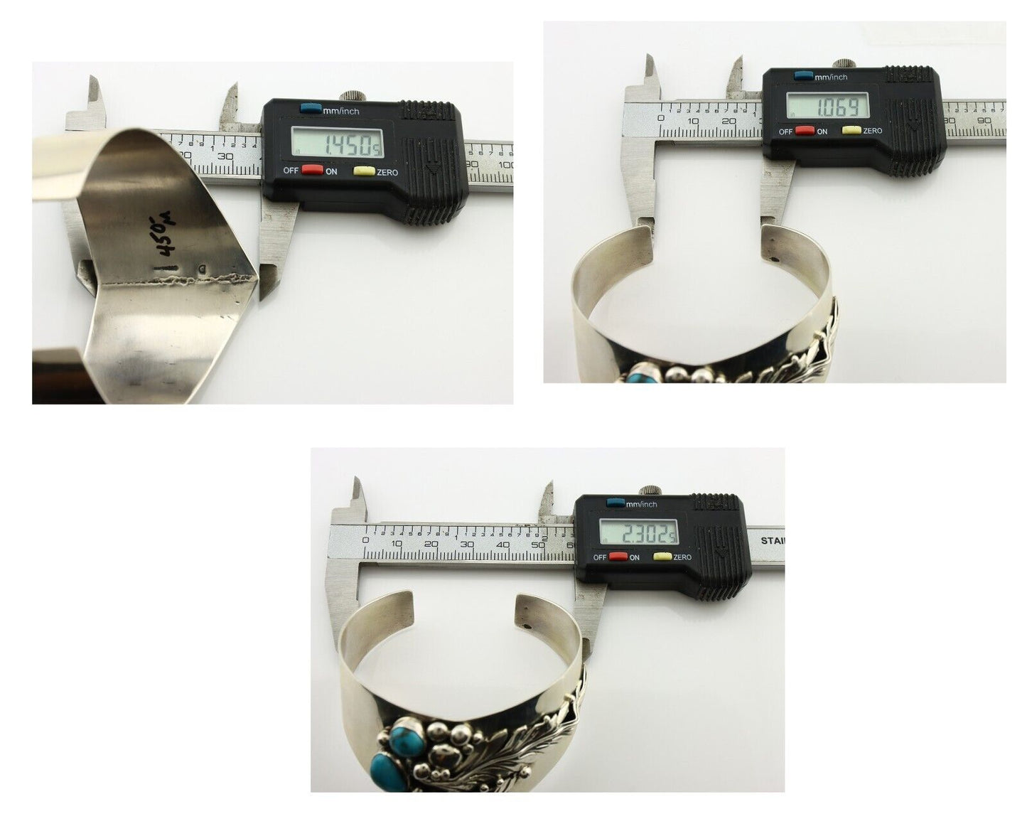 Navajo Bracelet 925 Silver Natural Blue Turquoise Signed David Zachary C.80's