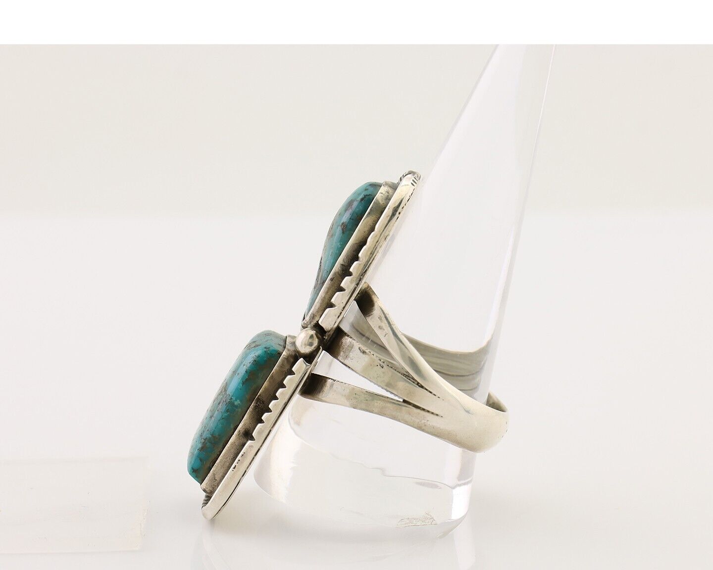 Navajo Handmade Ring 925 Silver Morenci Tuquoise Native American Artist C.80's