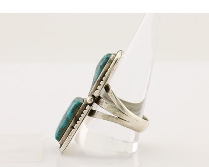 Navajo Handmade Ring 925 Silver Morenci Tuquoise Native American Artist C.80's