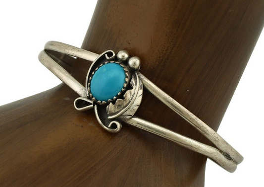 Navajo Slave Bracelet 925 Silver Natural SB Turquoise Native American C.80's