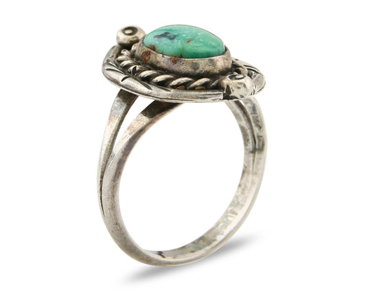 Navajo Ring 925 Sterling Natural Mined Arizona Turquoise C.80's Size 7.5