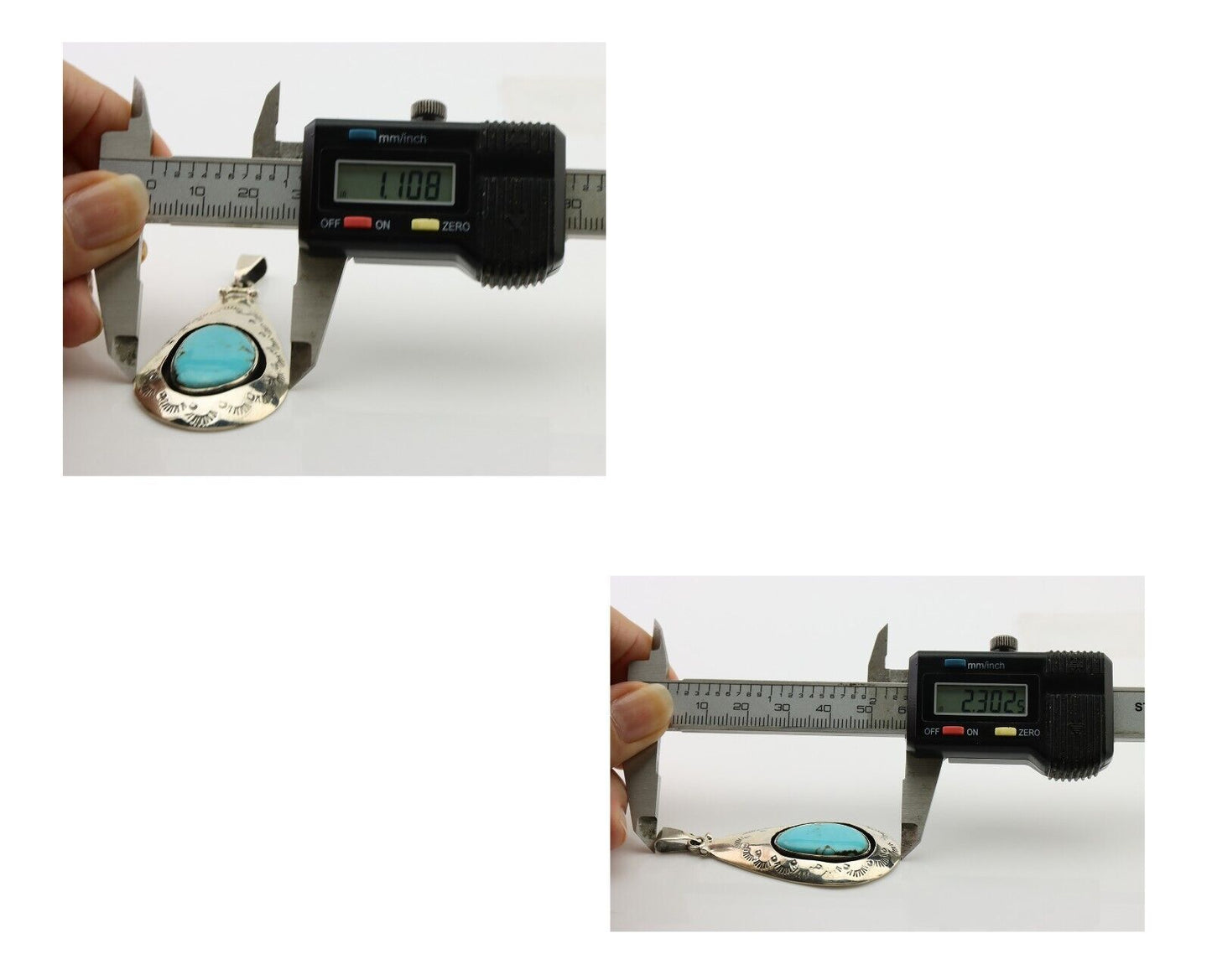 Navajo Pendant 925 Silver Blue Turquoise Artist Signed MC C.80's