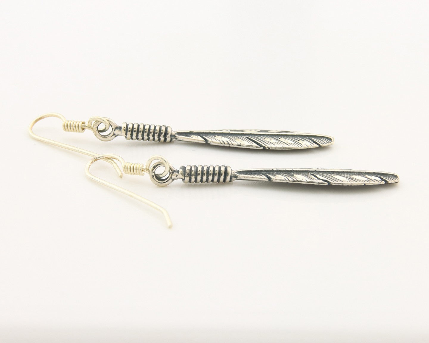 Navajo Eagle Feather Earrings Sterling Silver Dangle Vintage